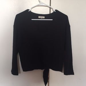 Textured tie top, three quarter sleeve.